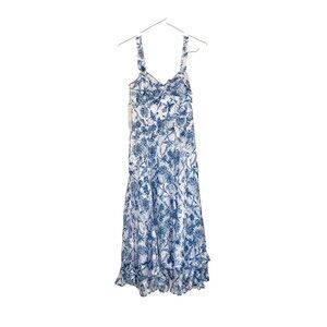 Anthropologie Hutch Sleeveless V-Neck Midi Dress Colonial Blue Floral NWT  XXS P